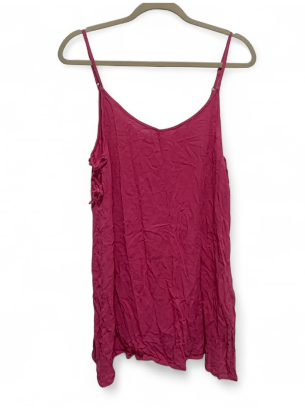 Roxy Pink Lace Up Sides Spaghetti-Strap Mini Dress